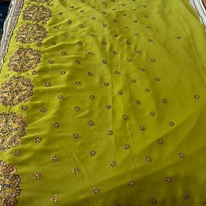 Georgette green saree